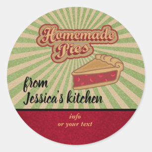 retro typografie zelfgemaakte taarten ronde sticker