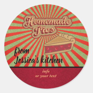 retro typografie zelfgemaakte taarten ronde sticker