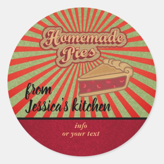 retro typografie zelfgemaakte taarten ronde sticker (Voorkant)