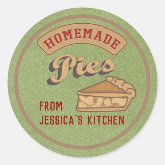  retro typografie zelfgemaakte taarten ronde sticker (Voorkant)