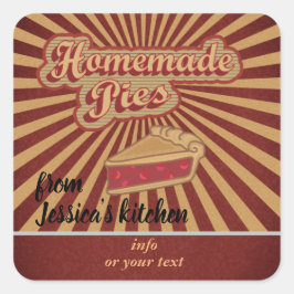  retro typografie zelfgemaakte taarten vierkante sticker