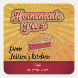  retro typografie zelfgemaakte taarten vierkante sticker