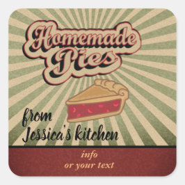  retro typografie zelfgemaakte taarten vierkante sticker
