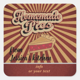  retro typografie zelfgemaakte taarten vierkante sticker