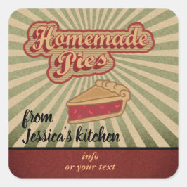  retro typografie zelfgemaakte taarten vierkante sticker
