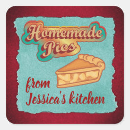  retro typografie zelfgemaakte taarten vierkante sticker