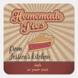  retro typografie zelfgemaakte taarten vierkante sticker