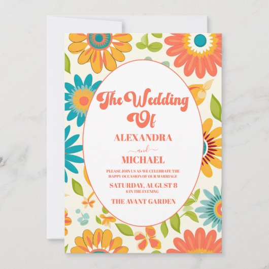 Retro Typografie Zomer Zon Bruiloft Kaart (Voorkant)