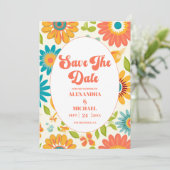 Retro Typografie Zomer Zon Trouwen Save The Date (Staand voorkant)
