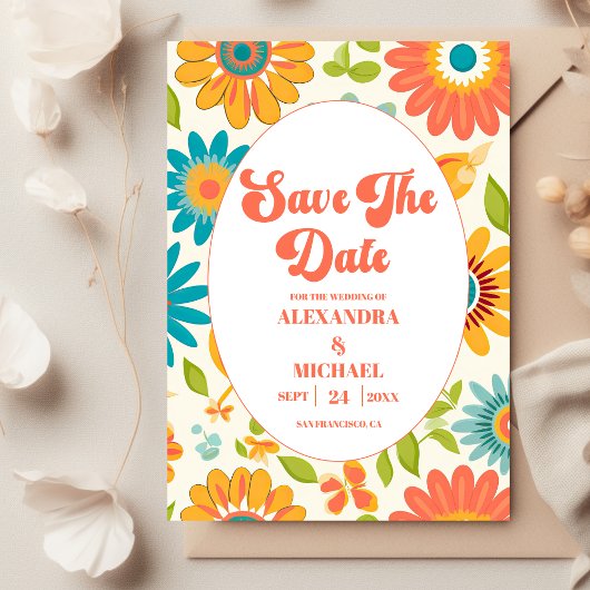 Retro Typografie Zomer Zon Trouwen Save The Date