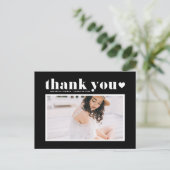 Retro Typografie Zwart Afstuderen Dank u Briefkaart (Staand voorkant)
