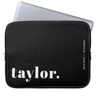 Retro typografie zwart en wit Persoonlijk Laptop Sleeve