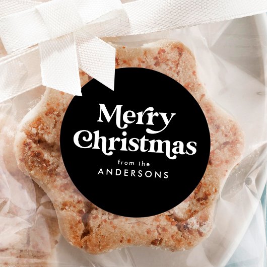 Retro typografie Zwart Kerstmis Ronde Sticker