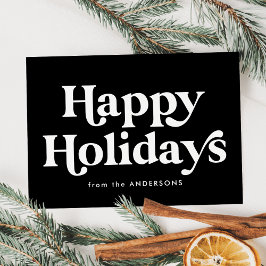 Retro Typografie Zwart Prettige Feestdagen Niet-Fo Feestdagenkaart