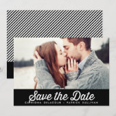 RETRO TYPOGRAFIE ZWART SAVE THE DATE AANKONDIGING (Voorkant / Achterkant)