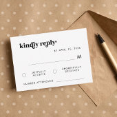 Retro Typografie Zwart-wit Bruiloft RSVP Kaart