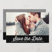 RETRO TYPOGRAFIE ZWARTE SAVE THE DATE-AANKONDIGING SAVE THE DATE (Voorkant / Achterkant)
