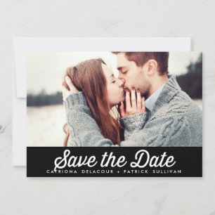 RETRO TYPOGRAFIE ZWARTE SAVE THE DATE-AANKONDIGING SAVE THE DATE