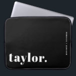 Retro Typography Black and White  Personalized Laptop Sleeve<br><div class="desc">Make your laptop stand out with this custom laptop case featuring bold retro typography. Personalize it with your name and a short phrase to create a design that is completely your own. Choose from a range of colors to suit your style or workspace. Great for school, work, or travel, this...</div>