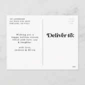 Retro Typography Black Merry Kerstmis niet-foto Feestdagenkaart (Achterkant)