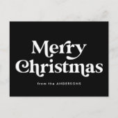 Retro Typography Black Merry Kerstmis niet-foto Feestdagenkaart (Voorkant)