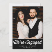 Retro Typography Black Photo Verloving Aankondiging (Voorkant)