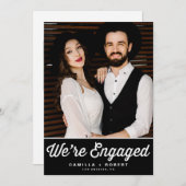 Retro Typography Black Photo Verloving Aankondiging (Voorkant / Achterkant)