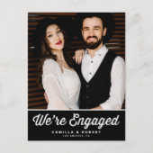 Retro Typography Black Photo Verloving Aankondigingskaart (Voorkant)