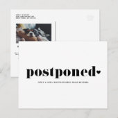 Retro Typography Black Postponed Wedding Date Aankondigingskaart (Voorkant / Achterkant)
