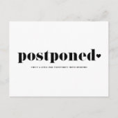 Retro Typography Black Postponed Wedding Date Aankondigingskaart (Voorkant)