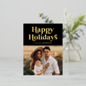 Retro Typography Black Prettige feestdagen Foto (Staand Voorkant)