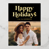 Retro Typography Black Prettige feestdagen Foto (Voorkant)