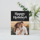 Retro Typography Black Prettige feestdagen Foto (Staand voorkant)