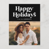 Retro Typography Black Prettige feestdagen Foto (Voorkant)