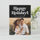 Retro Typography Black Prettige feestdagen Foto Feestdagenkaart (Staand voorkant)