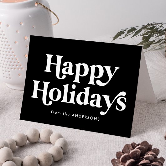 Retro Typography Black Prettige feestdagen Non-Pho