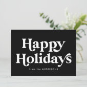 Retro Typography Black Prettige feestdagen Non-Pho Feestdagenkaart (Staand voorkant)