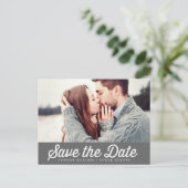 RETRO TYPOGRAPHY GRAY FOTO BEWAREN HET DATUM BRIEF AANKONDIGINGSKAART (Staand voorkant)