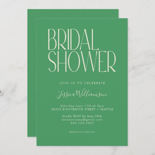 Retro Typography Kelly Green Trendy Vrijgezellenfe Kaart (Voorkant / Achterkant)