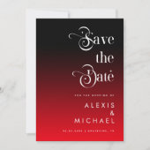 Retro Typography Minimal Red Black Ombre Romantic Save The Date (Voorkant)