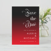 Retro Typography Minimal Red Black Ombre Romantic Save The Date (Staand voorkant)
