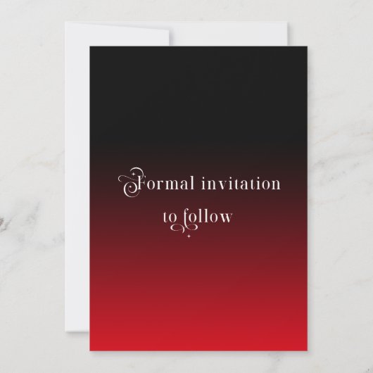 Retro Typography Minimal Red Black Ombre Romantic Save The Date (Achterkant)