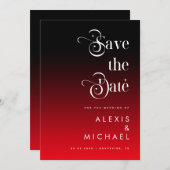 Retro Typography Minimal Red Black Ombre Romantic Save The Date (Voorkant / Achterkant)