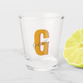 Retro Typography Monogram Initiaal Name Mustard Shot Glas (Voorkant)