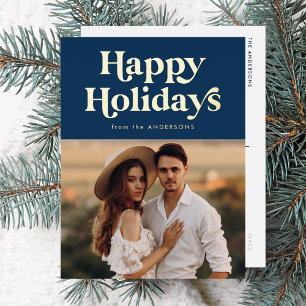 Retro Typography Navy Prettige feestdagen Foto