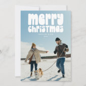 Retro Typography Photo Merry Christmas Letter Feestdagenkaart (Voorkant)