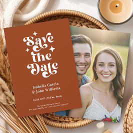Retro Typography Photo Wedding Save The Date Aankondiging