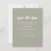 Retro Typography Sage Green Wedding Save the Date (Achterkant)