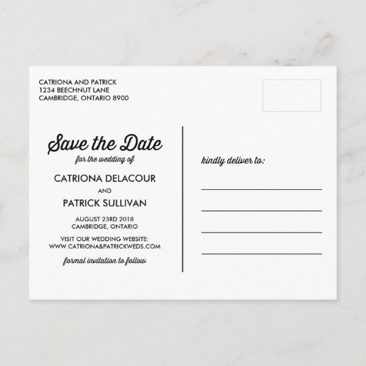 Retro Typography schoolbord Sla de datum foto op Aankondigingskaart (Achterkant)