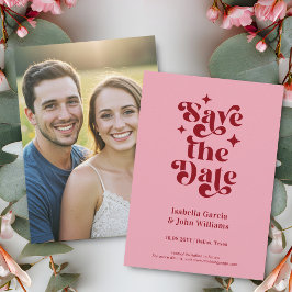Retro Typography Wedding Save The Date Aankondiging